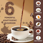 Mushroom Coffee | Enhanced Focus, Boosted Immunity, Improved Energy | 6 Adaptogenic Mushrooms: Cordyceps, Reishi, King Trumpet, Shiitake, Lion's Mane & Turkey Tail | 30 Servings
