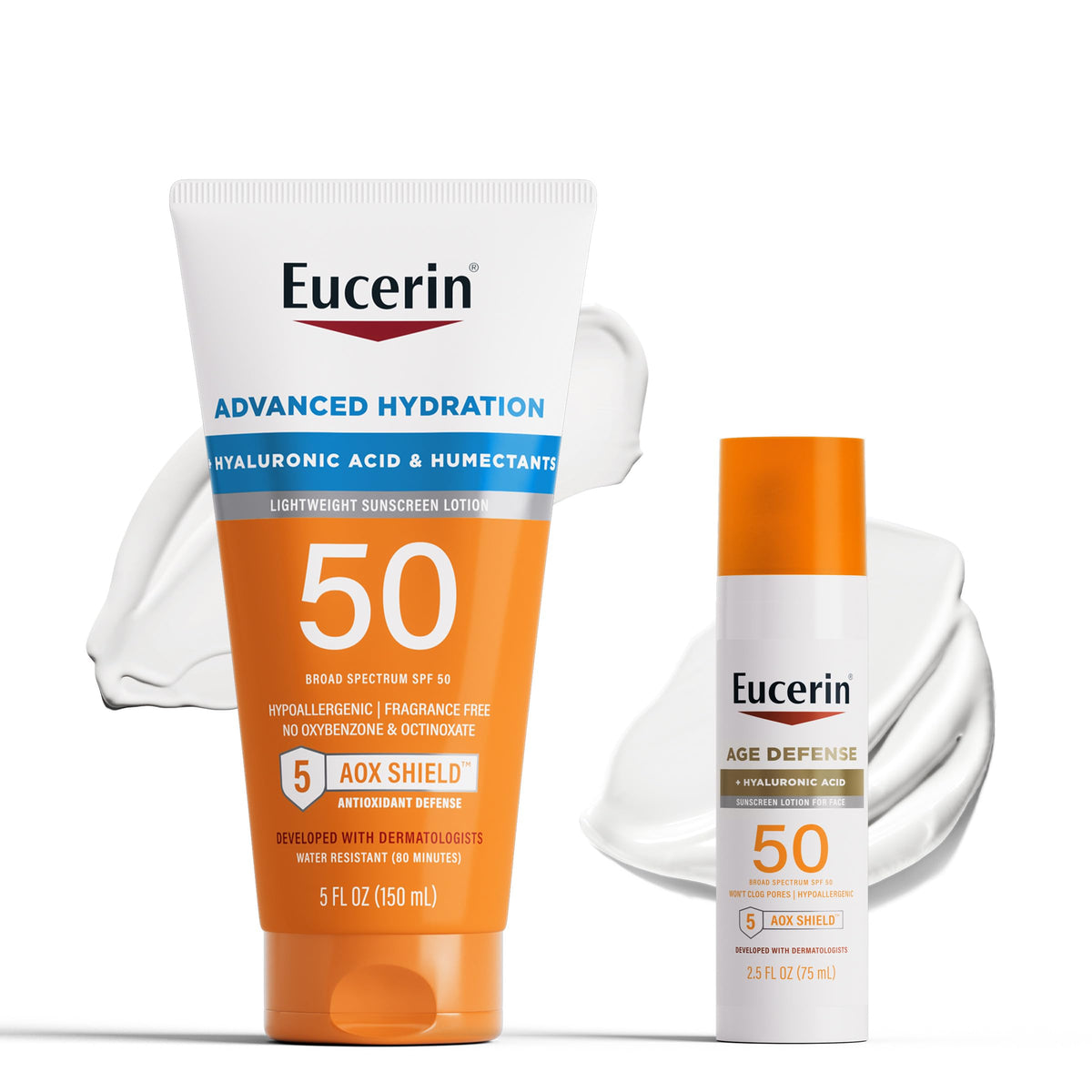 Eucerin Sun Sunscreen Lotion Bundle, SPF 50, Variety Pack, 2 Items