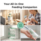 Momcozy Natural Baby Bottle, 12oz Narrow-Neck Breast Milk Container, Breastmilk Storage Bottle for Fridge & Momcozy Breast Milk Cooler, BPA Free Milk Collection Bottles, Breastfeeding Essential, 2PCS
