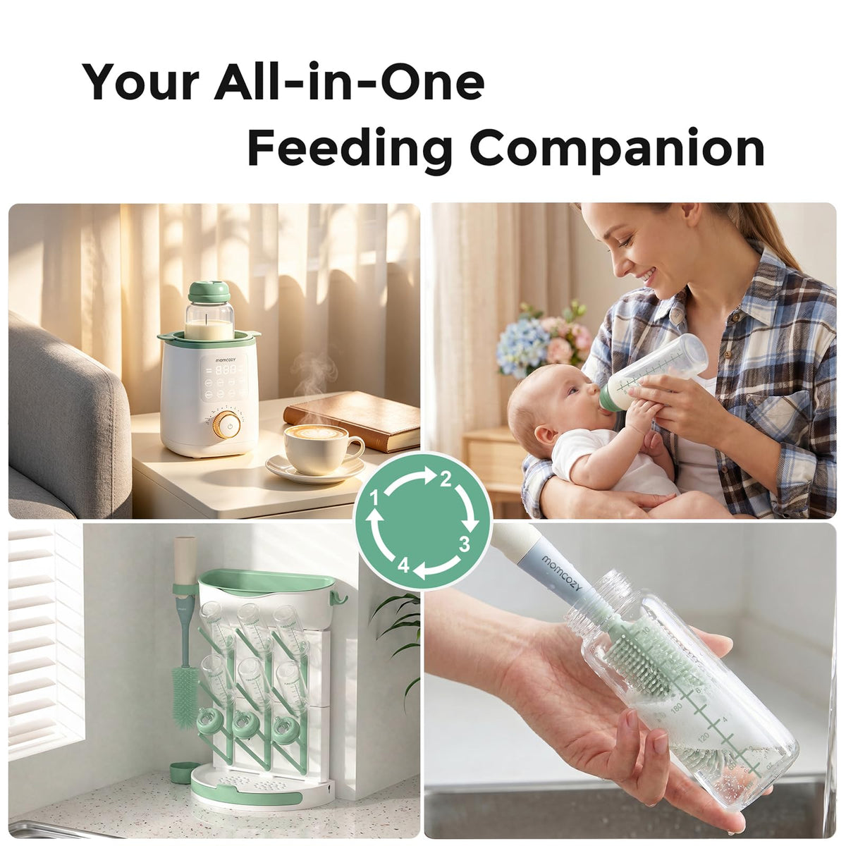 Momcozy Natural Baby Bottle, 12oz Narrow-Neck Breast Milk Container, Breastmilk Storage Bottle for Fridge & Momcozy Breast Milk Cooler, BPA Free Milk Collection Bottles, Breastfeeding Essential, 2PCS