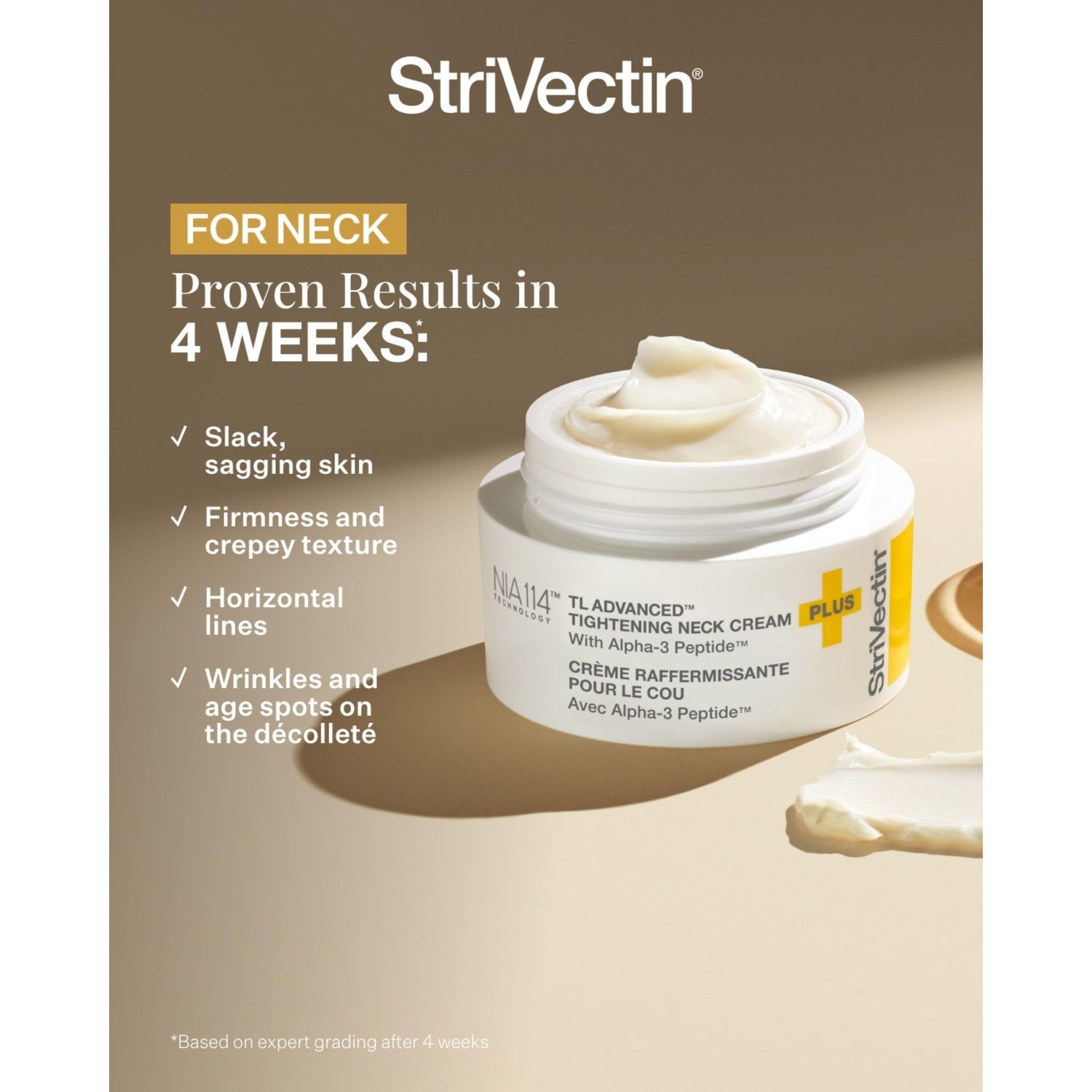 StriVectin Tighten and Lift Advanced Neck Cream PLUS with Alpha-3 Peptides for Neck and Décolleté, Smoothing Look of Wrinkles and Fine Lines, Improves Crepey Skin and Vertical Lines