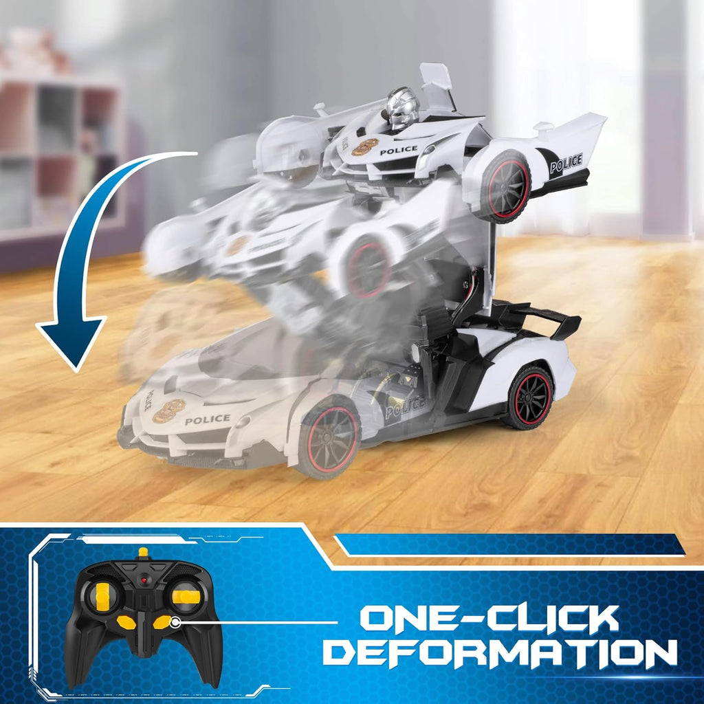 Buy now FDJ Remote Control Car - Transform Toys Car Robot, One Button Deformation to Robot with Flashing Light, 2.4Ghz 1:18 Scale Transforming Police Car Kids Toys with 360 Degree Rotating, Girls Boys Toys at indiglob india