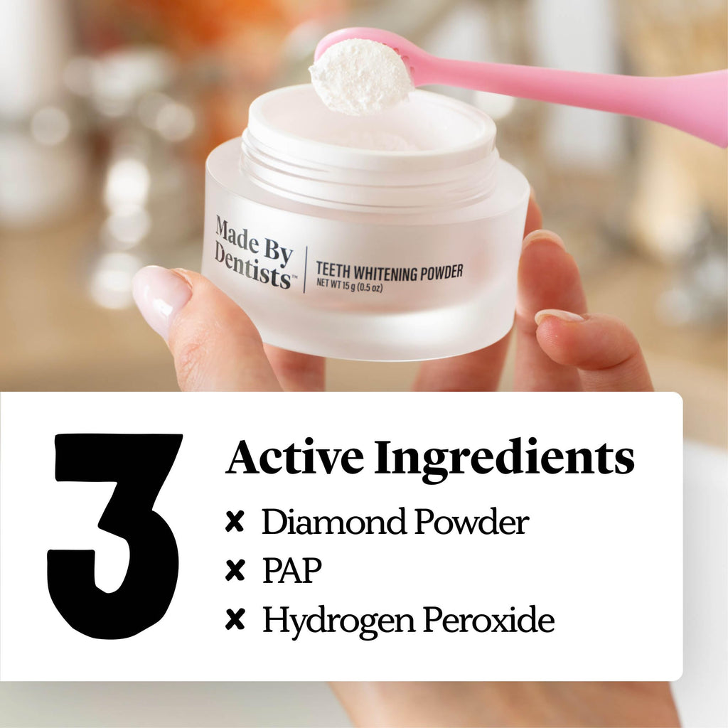 Made by Dentists Teeth Whitening Powder – Hydroxyapatite Formula with Pap & Diamond Pwdr, Remineralizing Tooth Powder, Mix with Any Toothpaste, Removes Coffee & Wine Stains, Safe for Sensitive Teeth