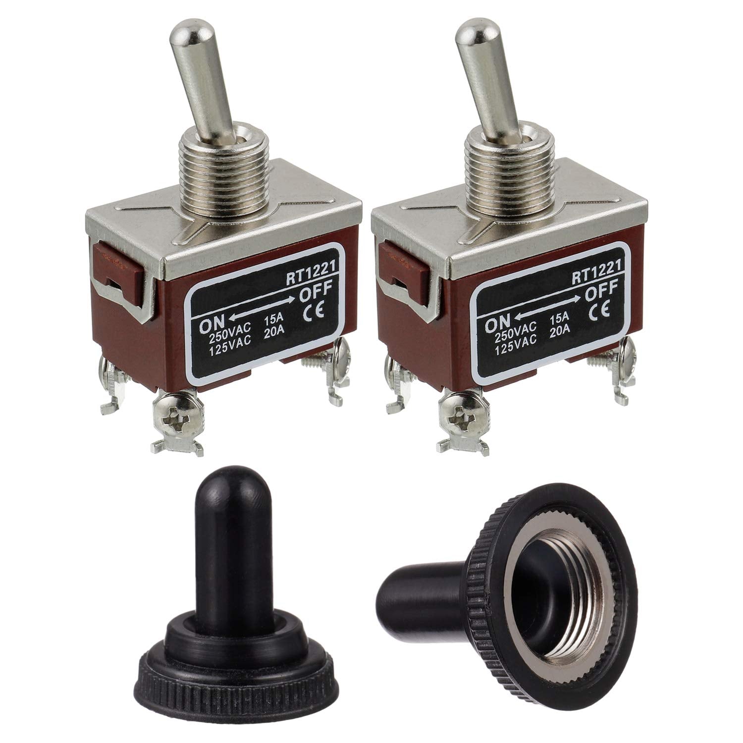 Buy now BOJACK RT1322FS Toggle Switch 125V 20A Momentary Automatic Reset Switches 250V 15A DPDT ON -Off- ON 6 Terminal pin Rocker Switch with Metal Waterproof Cap (Pack of 2) ON - Off 4 Terminal at indiglob india