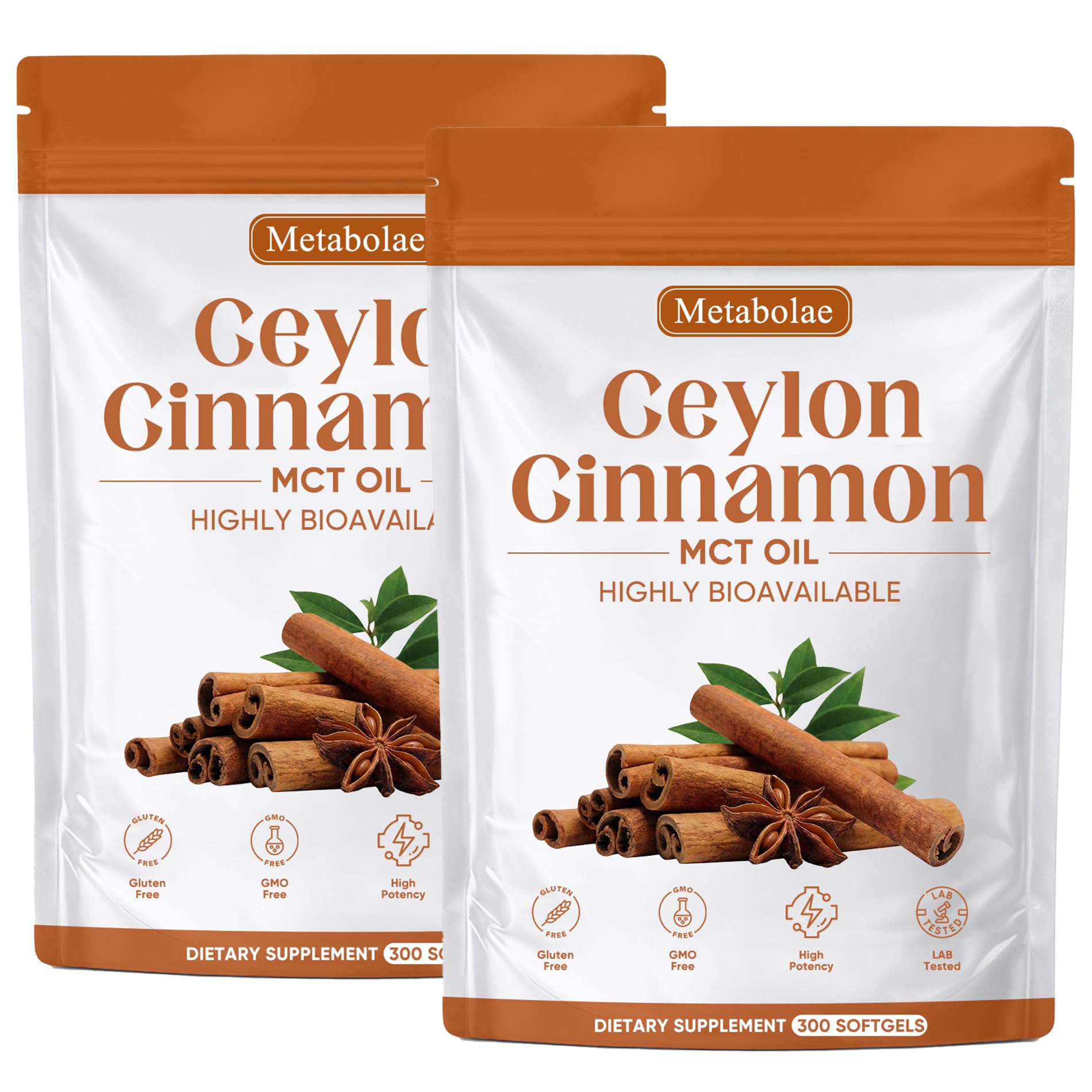 Metabolae Ceylon Cinnamon Capsules – 300 Softgels, Supports Metabolic Balance, Energy & Daily Wellness, Cinnamomum Verum Extract with MCT Oil, Non GMO (1)