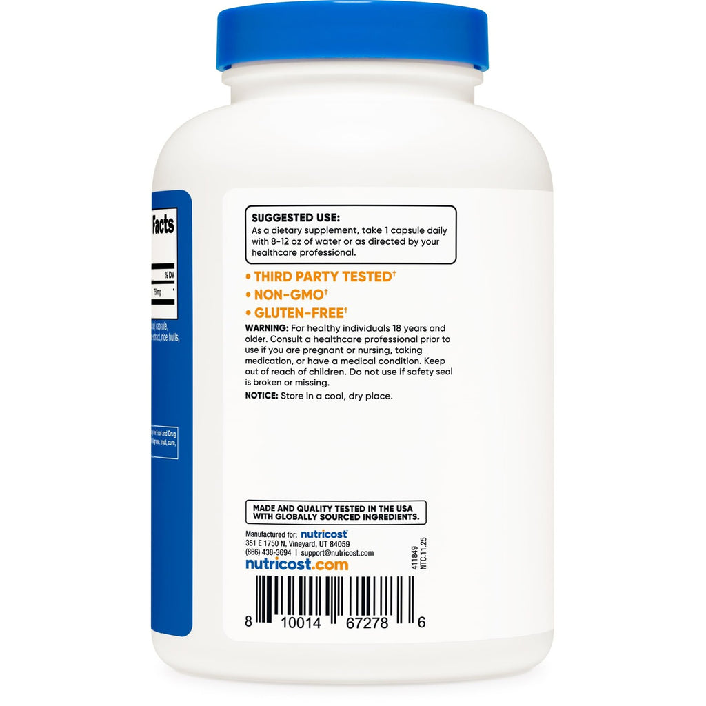 Nutricost GABA (Gamma Aminobutyric Acid) 750mg, 240 Capsules | GMO-Free, Gluten Free