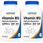 Nutricost Vitamin B12 (Methylcobalamin) 5000mcg, 240 Capsules, Gluten Free | Vegetarian Caps, GMO-Free, B12 Supplement