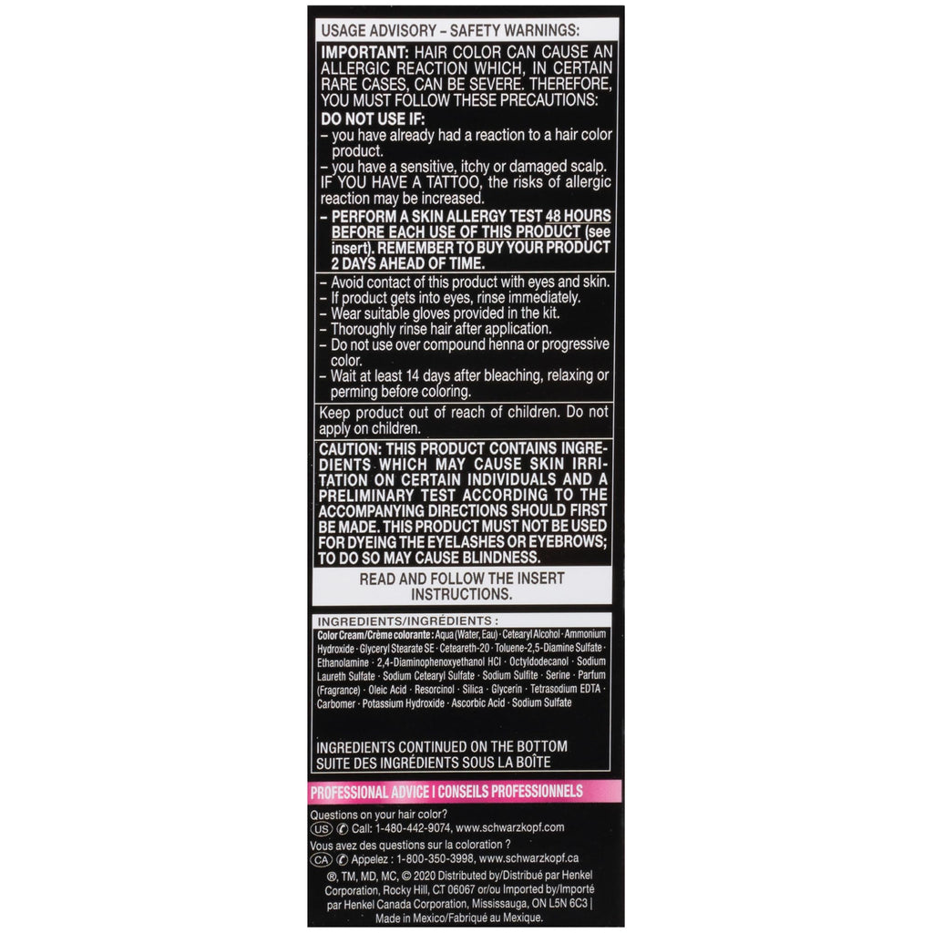 Schwarzkopf Color Ultime 1.4 Sapphire Black Hair Dye, Permanent Intense Black with Diamond Brilliance, Fade-Resistant, Covers Grays, All Hair Textures (Pack of 2)