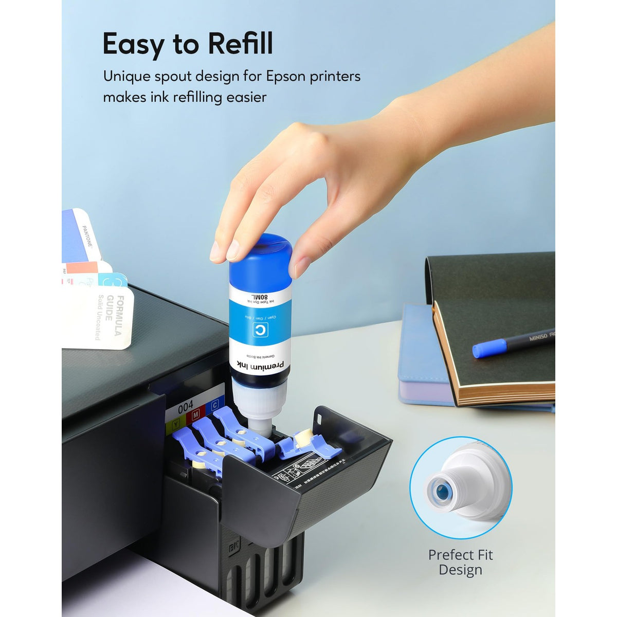 CEEBOO Compatible Ink Bottle Replacement for Epson 502 (Not Sublimation Ink), Use for ET-2850 ET-3830 ET-3850 ET-2760 ET-3760 ET-15000 printer, 2 Black,Cyan,Magenta,Yellow, High Capacity 5 Bottles