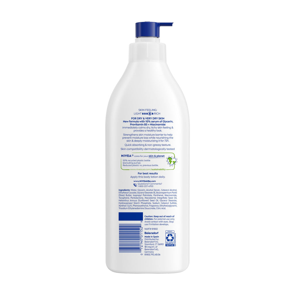 NIVEA Intense Healing Body Lotion, 72-Hour Moisturizing Lotion,16.9 FL OZ | Moisturizing Lotion with Glycerin, Provitamin B5 and Niacinamide, For Very Dry, Itchy Skin Relief, Dermatologically Tested
