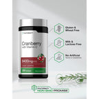Horbäach Cranberry Pills for Women and Men | 200 Softgels | Extract Supplement with Vitamin C | Non-GMO, Gluten Free