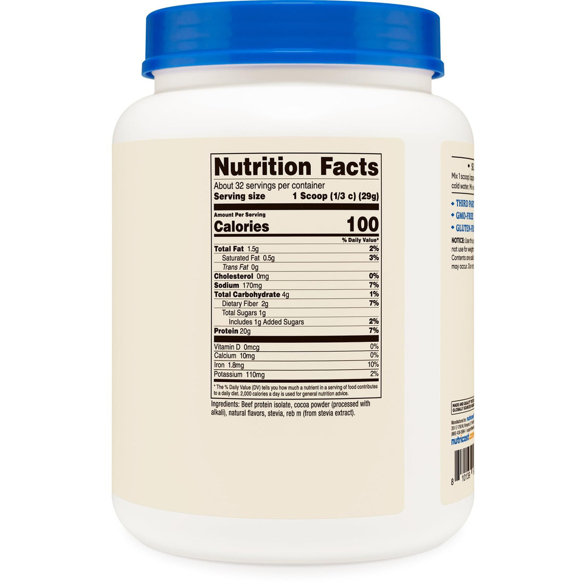 Nutricost Beef Protein Isolate Powder (Chocolate) 2LB, Gluten-Free