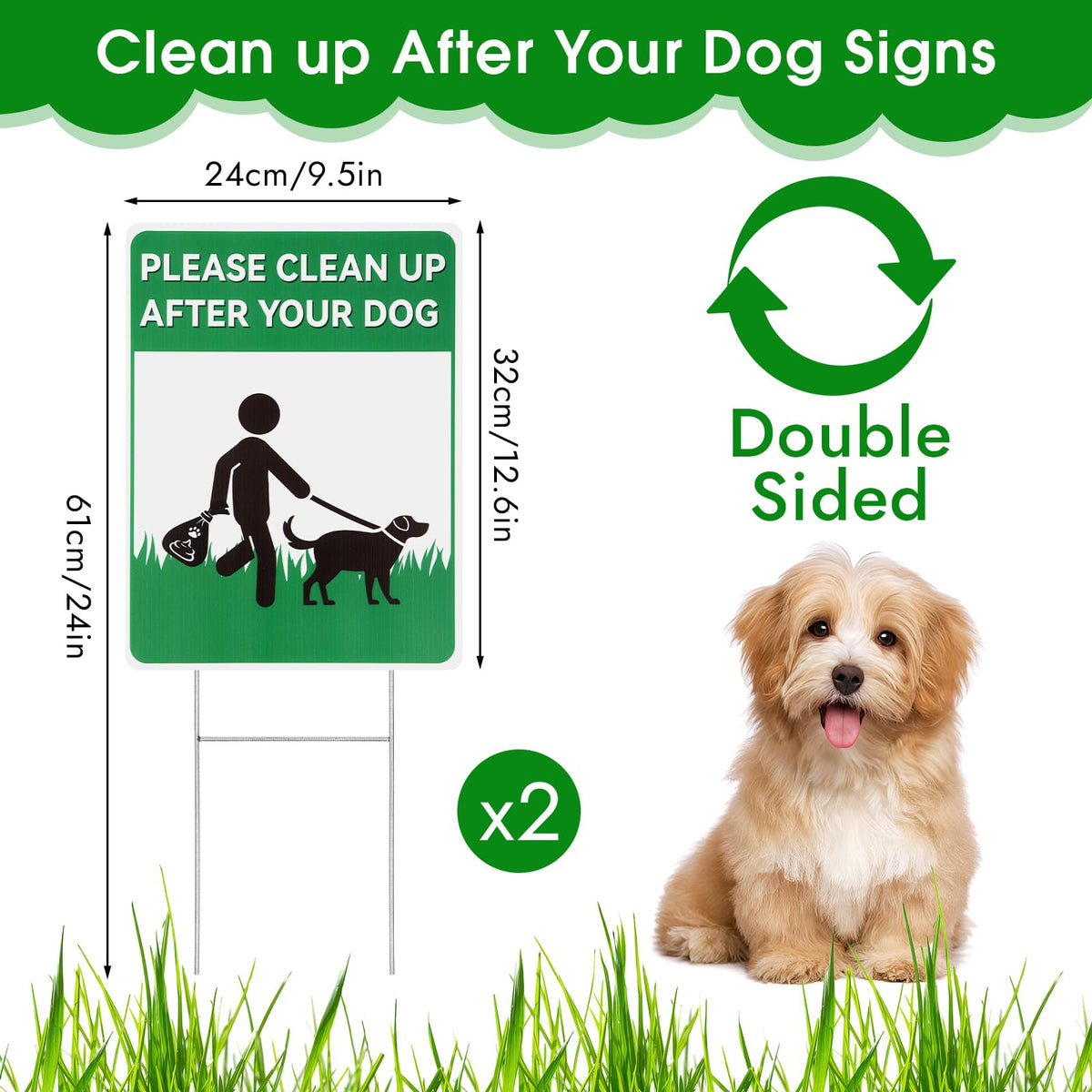 2 Pack Pick Up After Your Dog Sign, Clean up After Your Dog Signs