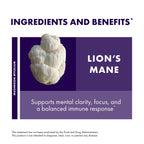 Host Defense Lion's Mane, Brain Health & Focus Support, 120 Capsules | Brain Health Support Supplement to Aid Mental Clarity, Focus, and Memory Function, Immune System Support, 60 Servings