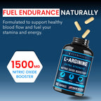 VITBOOST L Arginine Capsules with L-Citrulline 1500mg, 30 Days Supply, 90Ct