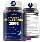 Melatonin Gummies 30mg for Adults: Maximum Strength Melatonin Supplement | with L-Theanine, Ashwagandha, MSM, Vitamin D3 & Zinc - Non-Habit Forming, Natural Mixed Berry Flavor 120 Count
