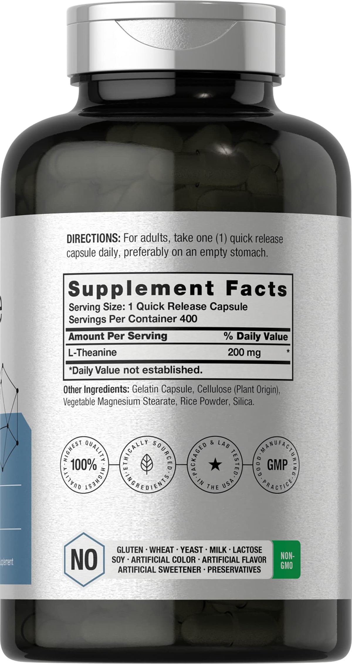 Horbäach L Theanine | 200mg | 400 Capsules | Value Size