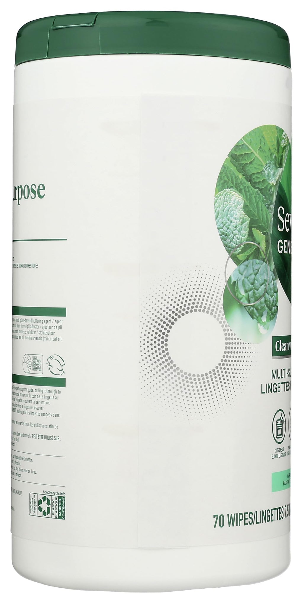 Seventh Generation Multi-Surface Wipes, Garden Mint Scented, 70 Count