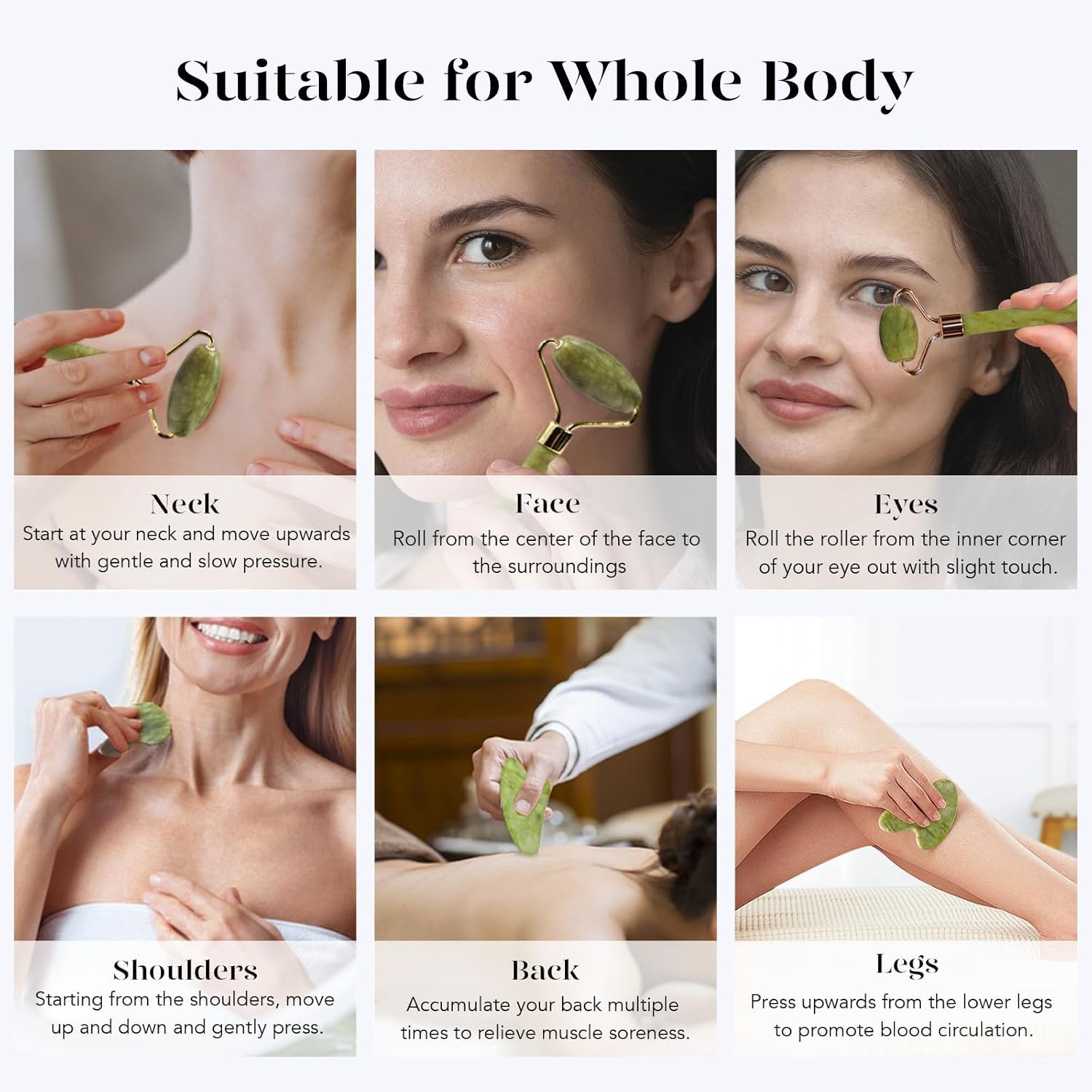 BAIMEI IcyMe Gua Sha & Jade Roller Set for Facial Sculpting and Relaxation | Cooling Face Roller & Guasha Tool for Face Depuffing & Jawline Definition, Beauty Skin Care Tool Gifts for Women–Green