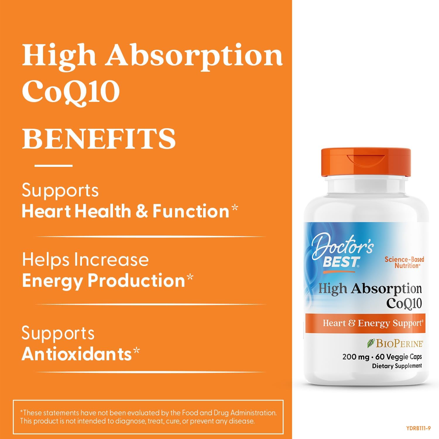 Buy now Doctors Best High Absorption CoQ10, Heart & Energy Support*, USP Verified, Naturally Fermented CoQ10, Non-GMO, Gluten Free, Soy Free, Vegan 60 Veggie Caps at indiglob india
