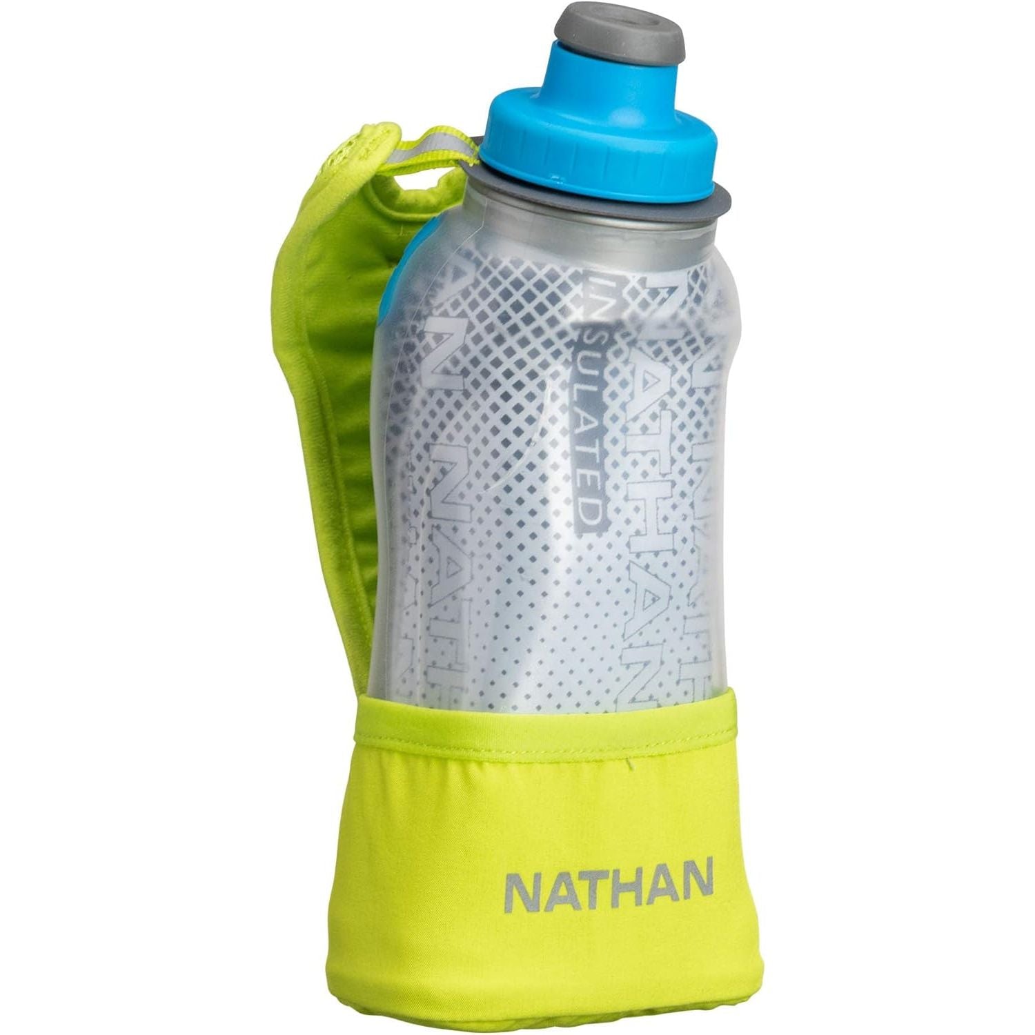 Buy now Nathan Running Handheld Water Bottle Adjustable No-Grip Quick Squeeze Lite Hand Strap. 12 oz Insulated Water Bottle. Reflective Hydration Finish Lime Blue Me Away 12oz Insulated at indiglob india