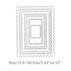 hinana 7pcs/Set Rectangle Frame Metal Die Cuts, Scallops Stitched Nesting Tag Background Cutting Dies for DIY Scrapbooking Album Decorative Embossing Paper Card Making