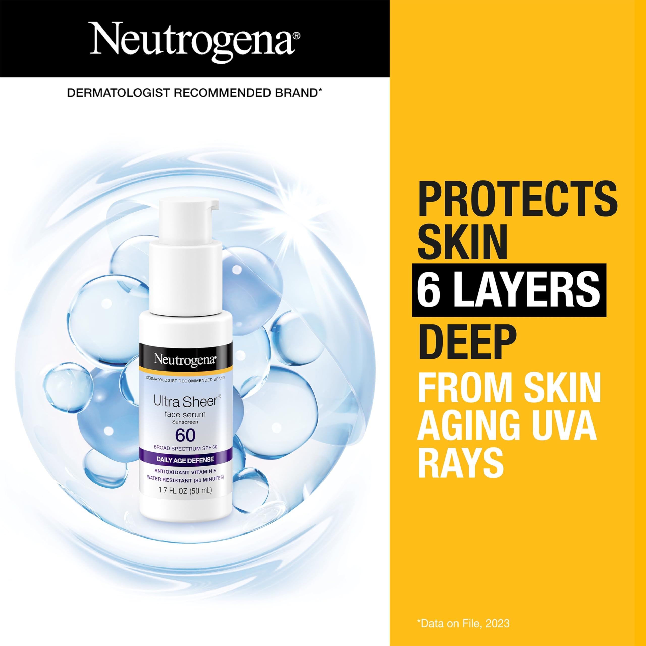 Buy now Neutrogena Ultra Sheer Face Sunscreen with Vitamin E & SPF 60, Sunscreen for Face with Broad Spectrum UVA/UVB Protection, Fragrance-Free, Oxybenzone-Free, Water-Resistant (80 minutes), 1.7 Fl Oz at indiglob india