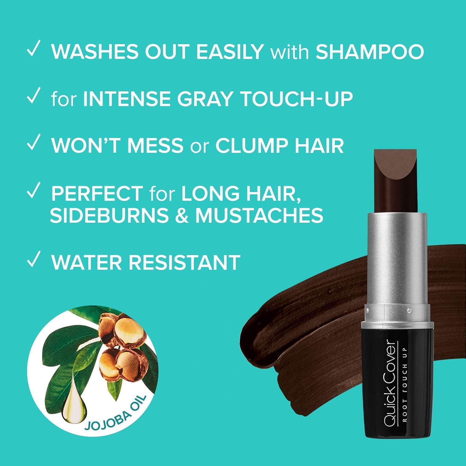 Buy now RED by Kiss Quick Cover Root Touch Up Stick, Water-Resistant Temporary Gray Hair Concealer with Brush for Roots and Beard, Long-Lasting Coverage, Easy Application (2 Pack, Dark Brown) at indiglob india