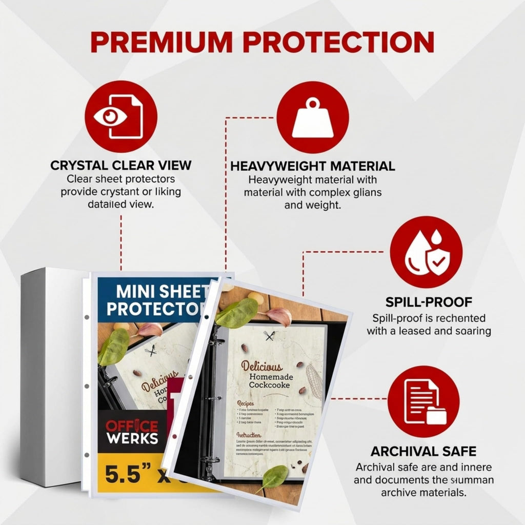 Sheet Protectors 5.5 x 8.5, 100 Pack Heavyweight Clear Mini for Binder