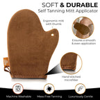 Self Tanning Mitt Applicator with Thumb, Streak-Free Sunless Tanner Glove | Ultra soft velvet, machine washable & reusable, works with tan mousse, lotion or spray, waterproof lining keeps hands clean