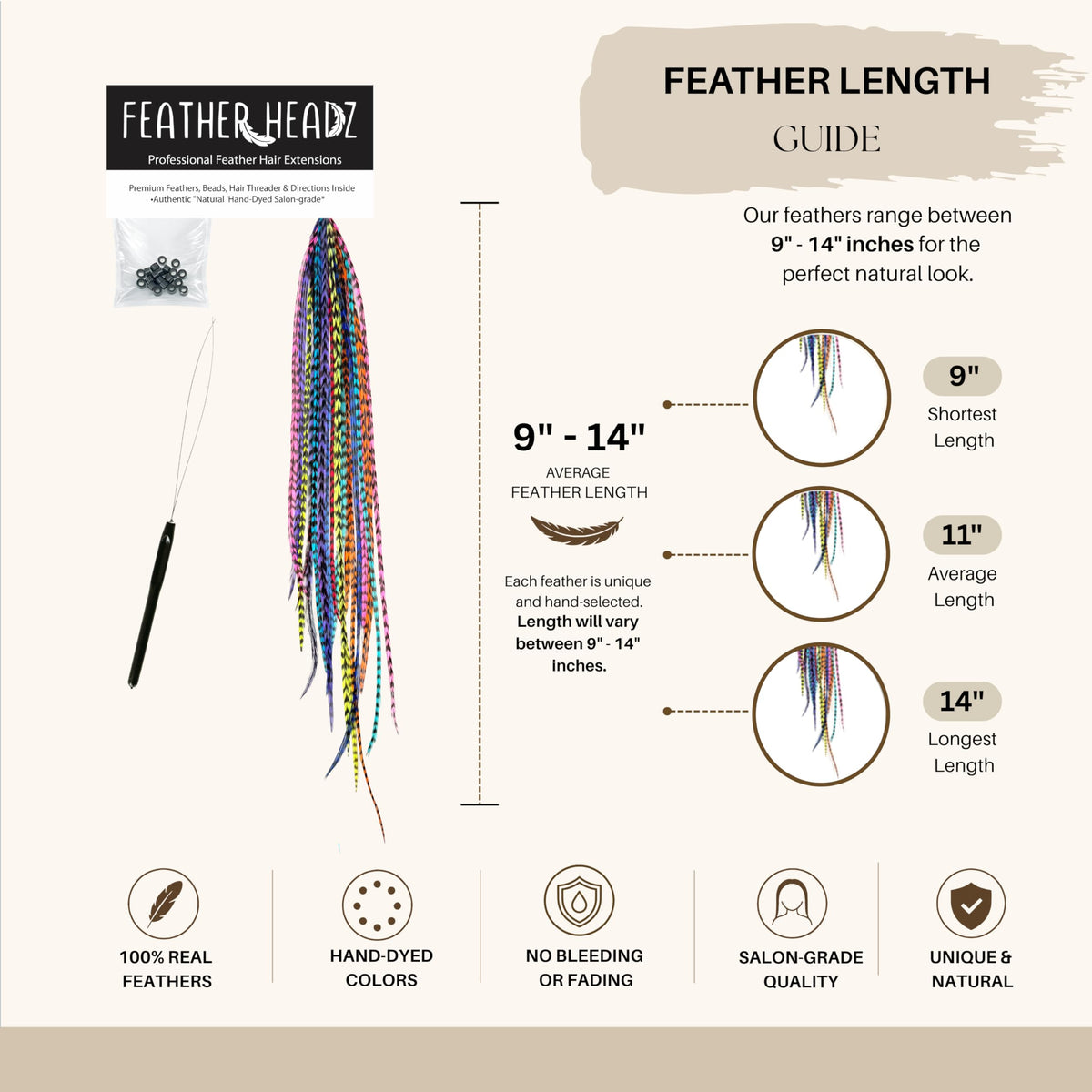 Authentic 21 natural color hair extensions, 9”-14”, crafted from 100% real hair for a unique, salon-grade look.