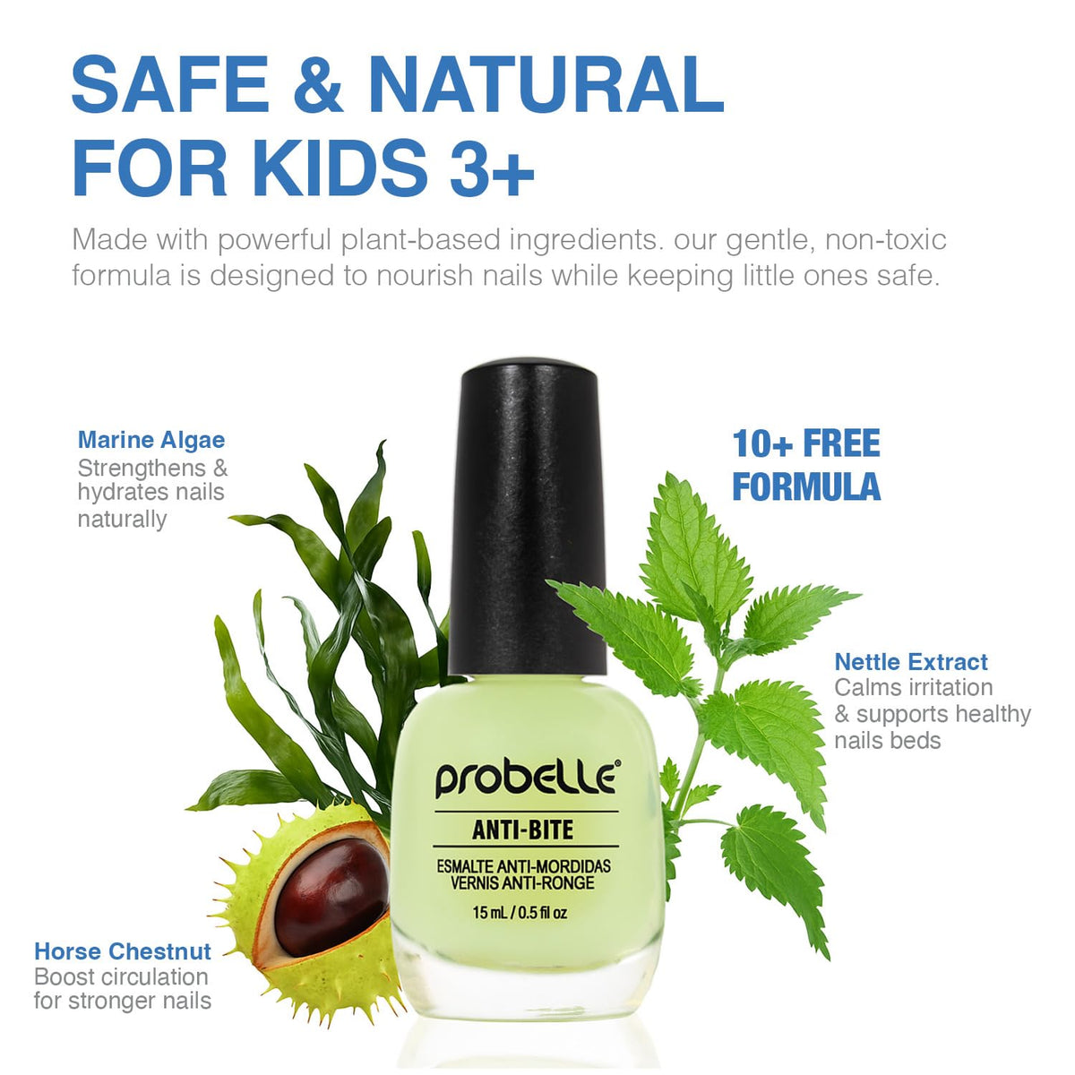 Probelle Anti-Bite, Nail Biting Treatment for Kids & Adults to Quit habit, No Bite Nail Polish Deterrent, Thumb Guard & Prevents Finger Sucking, Bitter Taste Nail Care, For Ages 3+, 0.5 fl oz (15 ml)