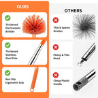 Cobweb Duster with Extension Pole, 90" Spider Web Brush, Orange
