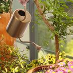 Yowon 1/2 Gallon 68oz Long Spout Stainless Steel Gold Colored Watering Can for Indoor Plant Watering or Outdoor Gardening with 2 Removable Spray Spout for Flowers