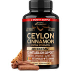 Ceylon Cinnamon Capsules - Energy Heart & Metabolism Support - 60 Capsules | Pure Natural Cinnamon Supplement for Men & Women - Extra Strenght 20:1 Extract - GMO & Gluten-Free - 2-Month Supply