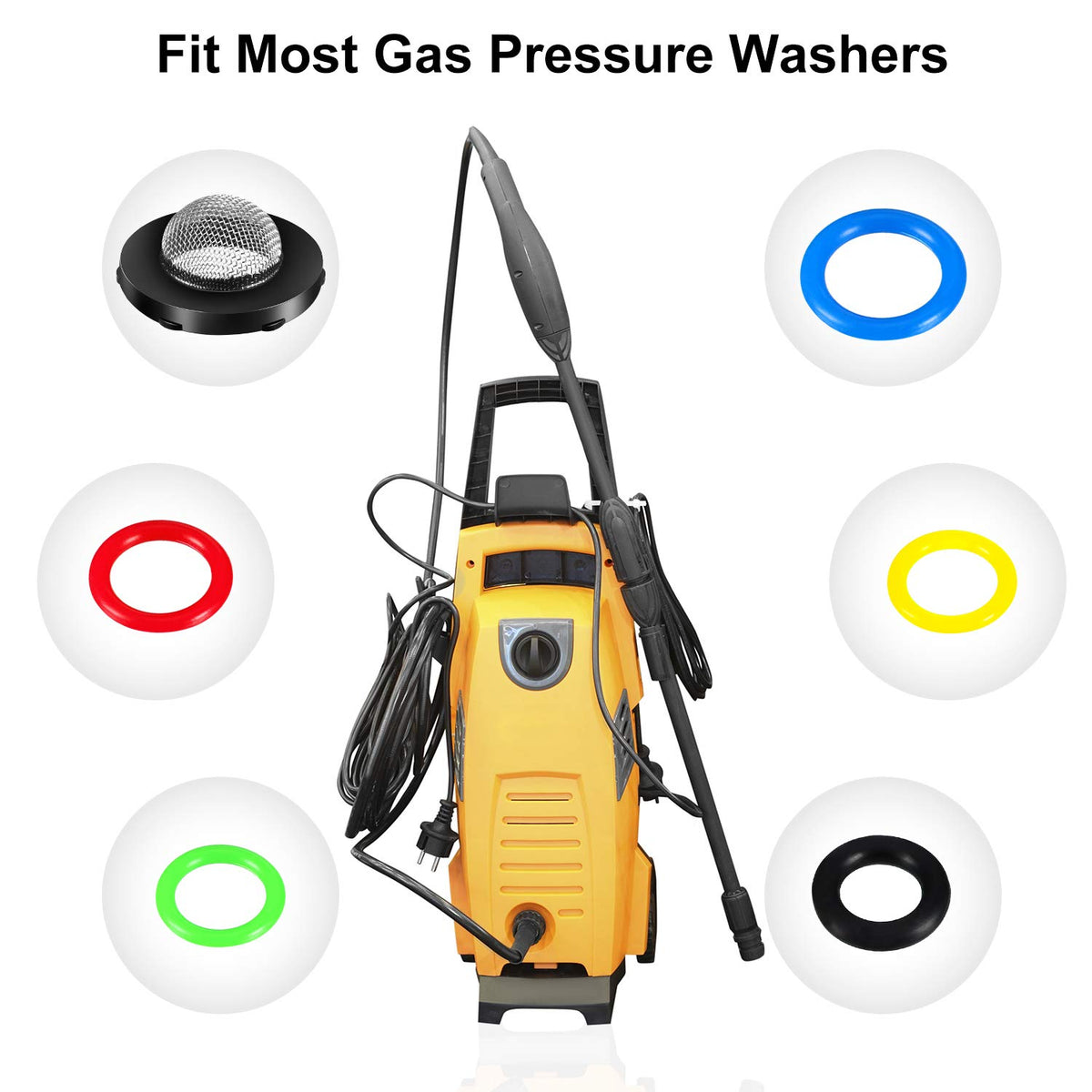 Tatuo 48 Pcs O-Ring Power Pressure Washer Kit 6 Sizes for Power, Gun