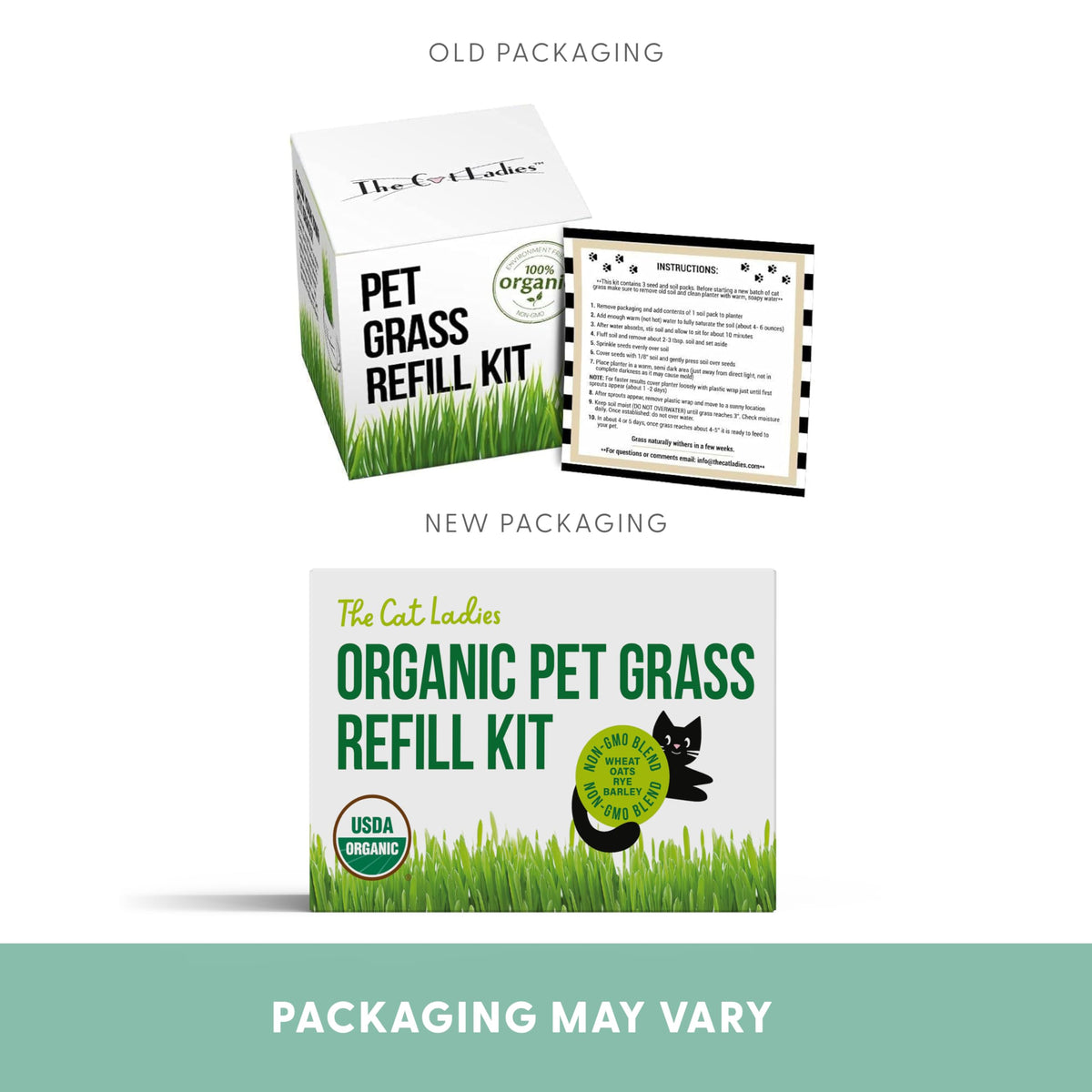 The Cat Ladies Cat Grass Refill Kit 100% Organic Cat Grass Seed and Coco Coir Soil Disks - 3 Pack