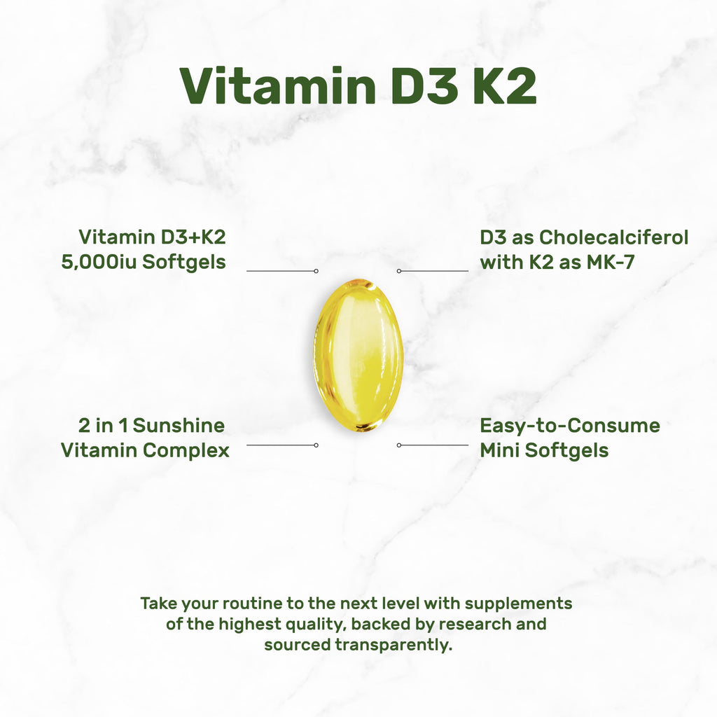 DEAL SUPPLEMENT 2 Pack Vitamin D3 5,000 IU + K2 MK7 Softgels, 500 Count | 2-in-1 Complex | Supports Heart, Bone, Teeth & Immune Health | Easy to Swallow