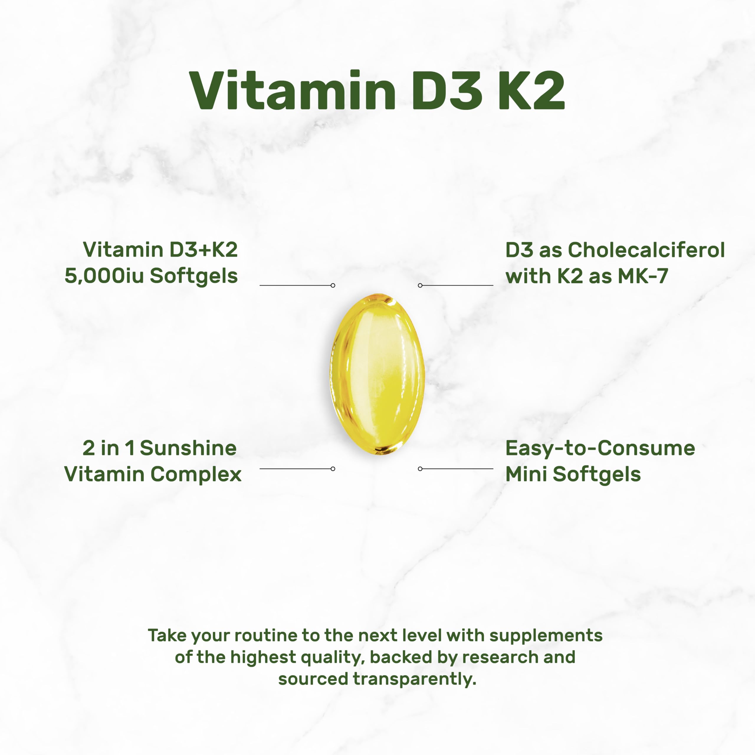 DEAL SUPPLEMENT 2 Pack Vitamin D3 5,000 IU + K2 MK7 Softgels, 500 Count | 2-in-1 Complex | Supports Heart, Bone, Teeth & Immune Health | Easy to Swallow