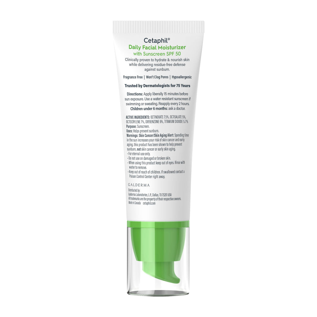 Buy now Cetaphil Daily Facial Moisturizer SPF 50, 1.7 Fl Oz (Pack of 2), Gentle Facial Moisturizer For Dry to Normal Skin Types, No Added Fragrance, Dermatologist Recommended (Packaging May Vary) at indiglob india