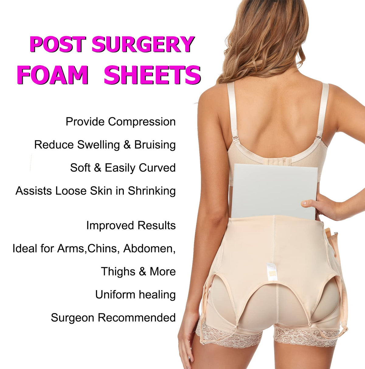 4 Pack Lipo Foam Pads Post Surgery 8"X11" Ab Board Foam