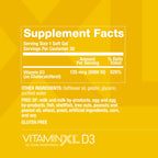OmegaXL VitaminXL D3 High Potency Daily Vitamin D 5000 IU 30 Softgels | 125mcg, Immune Support Supplement, Promotes Healthy Muscle Function & Strong Bones, Non-GMO, Gluten-Free