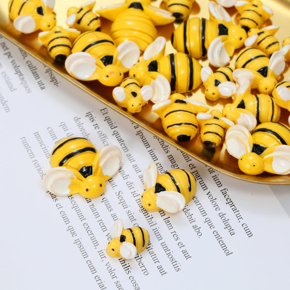 Tiny Resin Bees for Crafts,32Pcs Small Plastic Bumble Bee Decor with 36 Double Self-Adhesive,Honey Bee Flatback Decoration for DIY Wreath Crafts Scrapbooking Party Home Birthday Decoration 3 Size