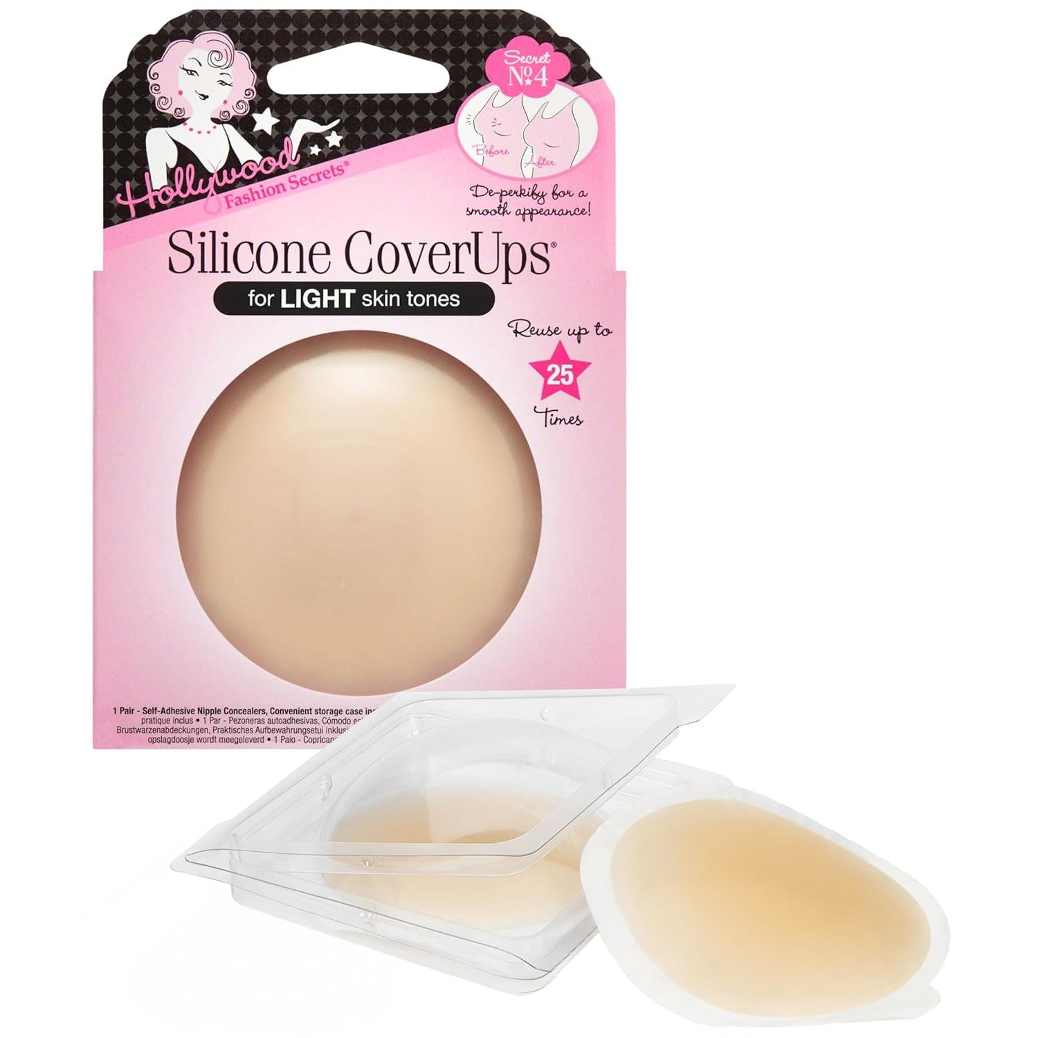 Buy now Hollywood Fashion Secrets Silicone Coverups, Hypoallergenic, Reusable, Washable, Gentle on Skin, Ultra Thin, Self Adhesive, Dark Shade, 1 Pack Size 1 (Pack of 1) Light at indiglob india
