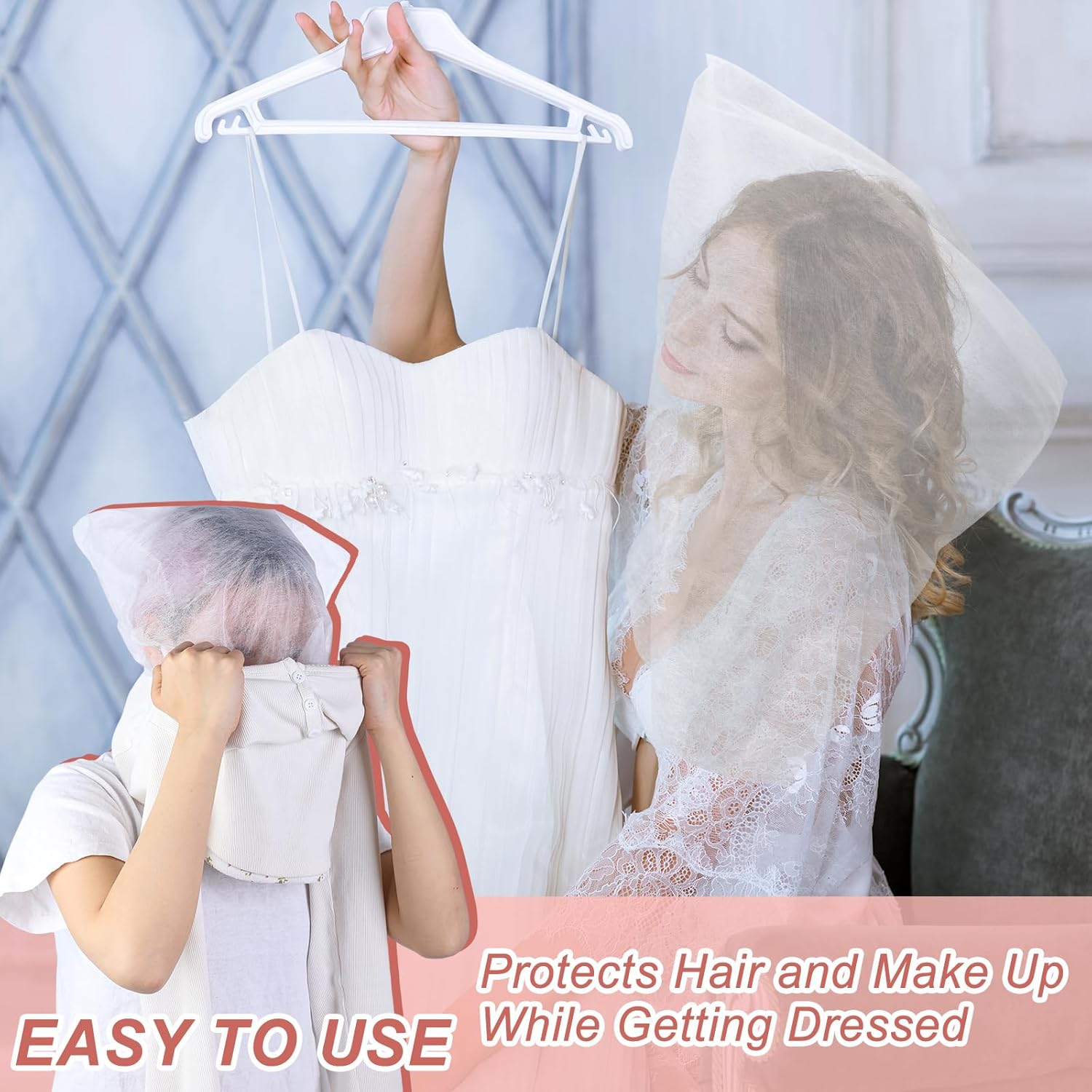 Buy now Tegeme 50 Pieces Face Makeup Protector Hood Disposable Cosmetic Mask Beauty Makeup and Clothing Dress Protector Face Mask for Women at indiglob india