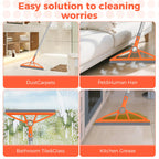 wlich 2-in-1 Air Broom, Silicone Rubber Broom with 54" Handle & 2 Strips