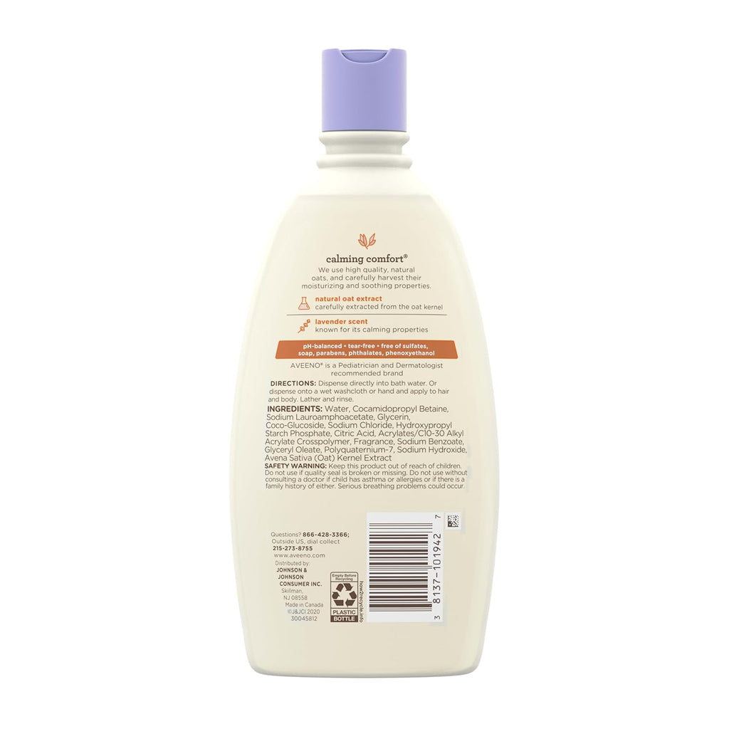 Buy now Aveeno Baby Nighttime Calming Comfort Bath, Body & Hair Wash with Relaxing Lavender & Vanilla Scents & Natural Oat Extract, Tear-Free Formula, Paraben-, Phthalate- & Soap-Free, 18 Fl. Oz at indiglob india