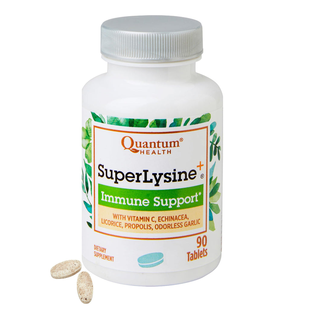 Quantum Health SuperLysine+ 1500mg L-lysine Immune Support 90 Tablets | Essential Amino Acid, Vitamin C, Echinacea, Licorice, Bee Propolis & Odorless Garlic, Daily Formula