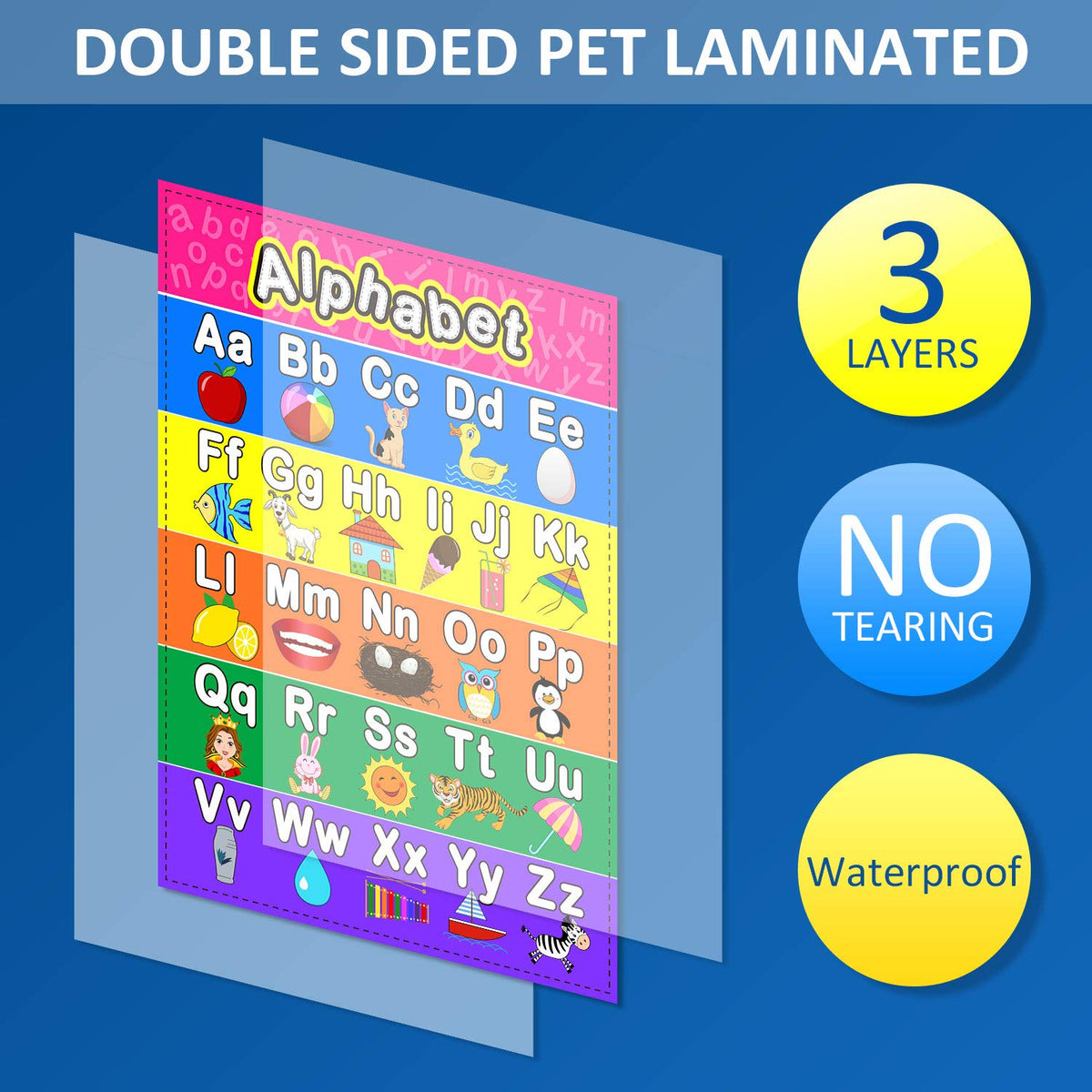 Blulu 8 Educational Preschool Posters with 60 Glue Dots, 16 x 11 Inch