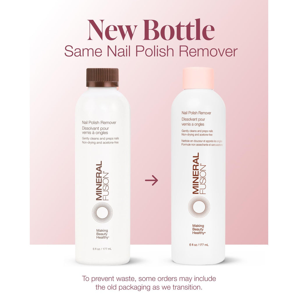 Mineral Fusion Nail Polish Remover, 6 fl oz (Pack of 2) | Acetone-Free Nail Care, Non Drying Liquid Formula